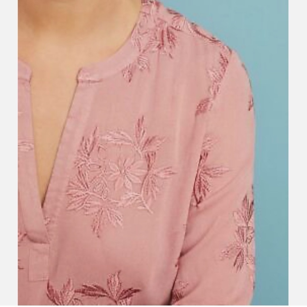 Anthropologie Maeve Kew Rose Embroidered Floral Tunic Top Size Small - Picture 4 of 14